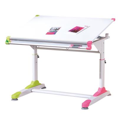 Bureau Inclinable pour enfant en coloris Blanc/Rose-Vert, Dim : 66 x 100 x 84 cm -PEGANE- pour 186