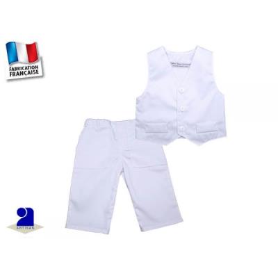 Vtement enfant: Costume baptme enfant coton, 3 au 6 ans Taille - 94 cm 36 mois, Couleur - Blanc pour 69