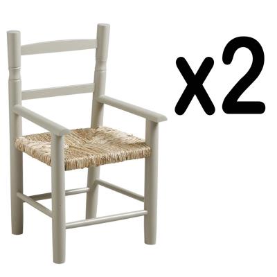 Lot de 2 chaises enfant en htre laqu gris clair - Dim : 31 x 30 x 55 cm -PEGANE- pour 119