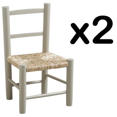 Lot de 2 chaises enfant en htre laqu gris clair - Dim : 30 x 26 x 49 cm -PEGANE- pour 92
