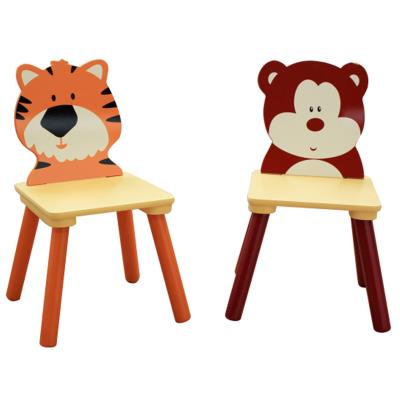 Lot de 2 chaise enfant en bois motif Ours et Tiger - Dim : H 51 x L 26.80 x P 26.80 cm -PEGANE- pour 43