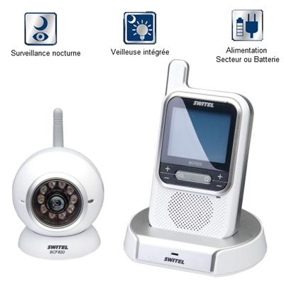 Babyphone Switel - Video Surveillance - Vision Nocturne + Veilleuse + Eco Mode pour 235