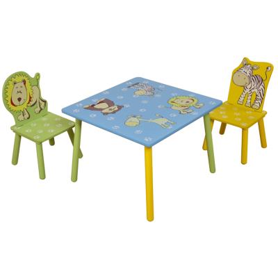 Ensemble table bleue et 2 chaises pour enfant en bois coloris vert, jaune -PEGANE- pour 75