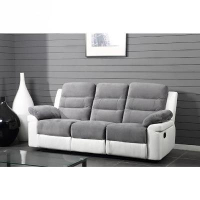 Luna - canap de relaxation simili et tissu 3 places - 210x93x103cm - gris et blanc pour 720