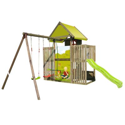 Aire de jeux en bois pour enfant - Dim : 4,90 x 4,55 x 3,30 m -PEGANE- pour 2070