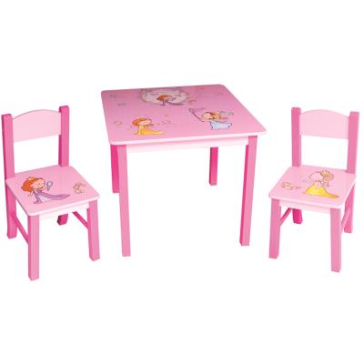Ensemble table et 2 chaises pour enfant en bois coloris rose motif Princesse -PEGANE- pour 94