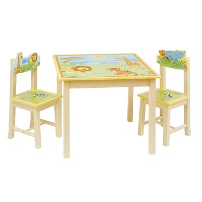 Ensemble table et 2 chaises pour enfant en bois motif animaux Safari -PEGANE- pour 262