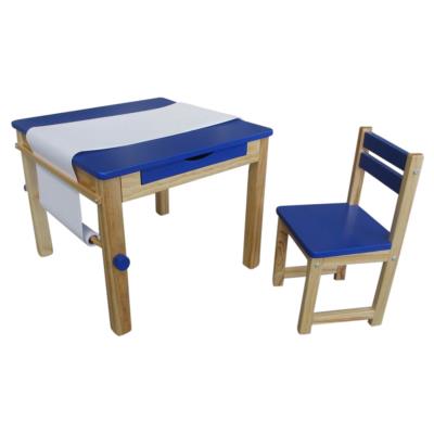 Ensemble table et 1 chaise pour enfant en bois coloris bleu -PEGANE- pour 168