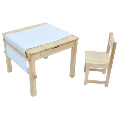 Ensemble table et 1 chaise pour enfant en bois coloris naturel -PEGANE- pour 168
