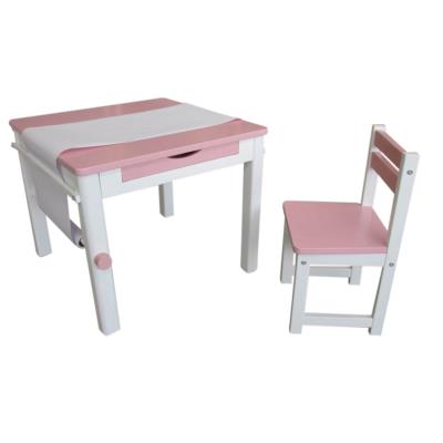 Ensemble table et 1 chaise pour enfant en bois coloris rose -PEGANE- pour 168