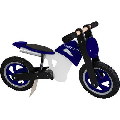 Kiddimoto - Moto en bois Scrambler bleu, noir et blanc pour 160