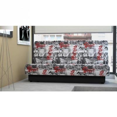 Nukkuva banquette clic-clac convertible lit + coffre 2 places tissu grafiti pour 280