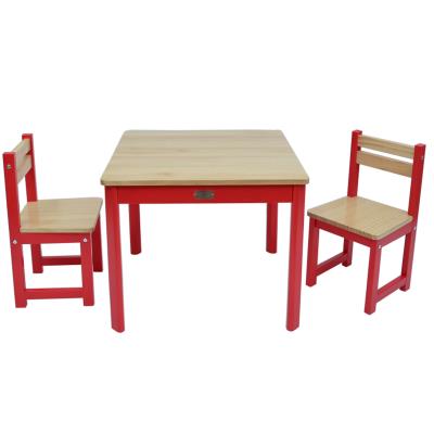 Ensemble table et 2 chaises pour enfant en bois coloris rouge -PEGANE- pour 171