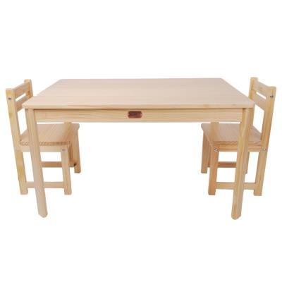 Ensemble table rectangulaire et 2 chaises pour enfant en bois coloris naturel -PEGANE- pour 180