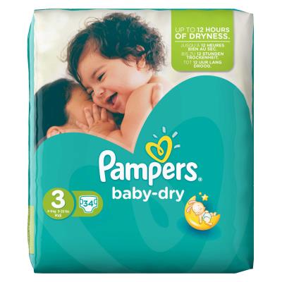 Pampers baby-dry midi 3 34pice(s) (4015400705161) pour 22