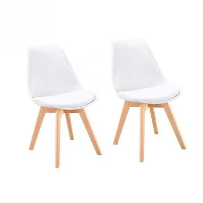 Bjorn lot de 2 chaises scandinaves de salle a manger - blanc et pieds en hetre naturel pour 114