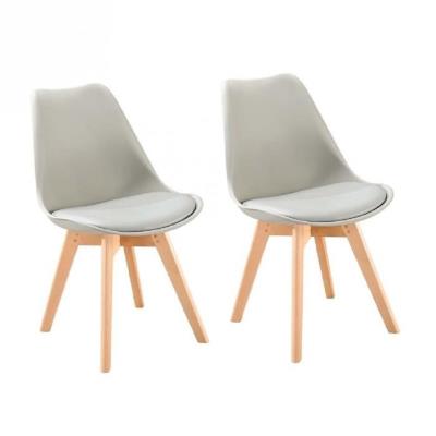 Bjorn lot de 2 chaises scandinaves de salle a manger - grise et pieds en hetre naturel pour 114