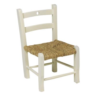 Chaise enfant en htre laqu blanc cass avec pieds carrs, Dim : 30 x 26 x 49 cm -PEGANE- pour 57