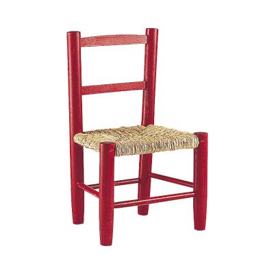 Chaise enfant en htre teint rouge avec sige roseau, Dim : 30 x 26 x 49 cm -PEGANE- pour 53