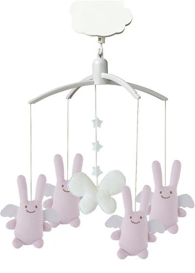 Trousselier - Mobile musical Ange Lapin rose pour 46