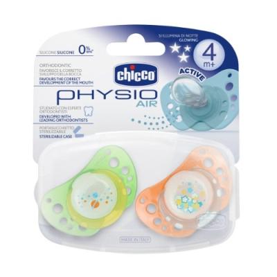 chicco - succhietto chicco physio air glowing silicone 2 pz 4m+ 72733.41 pour 10
