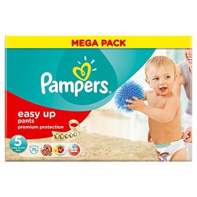 PAMPERS - 81376090 - EASY UP COUCHES CULOTTES - TAILLE 5 JUNIOR - 12-18 KG - MEGAPACK X 75 COUCHES pour 46