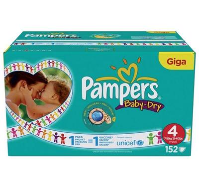 Pampers - Couches Baby-Dry Taille 4 maxi (7-18 kg) - Gigapack 1 x 152 couches pour 70