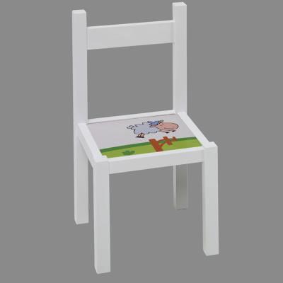 Chaise enfant en bois couleur blanc avec pieds carr, Dimensions: 28 x 28 x 54 cm -PEGANE- pour 80