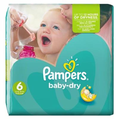PAMPERS - BABY DRY - COUCHES TAILLE 6 (+16 KG) - PACK CONOMIQUE 1 MOIS DE CONSOMMATION X124 COUCHES pour 58