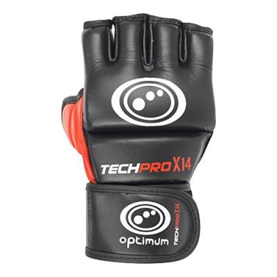 Optimum Tech Pro X14 Gants De Grappling-cuir Noir Noir Rouge Grand pour 47