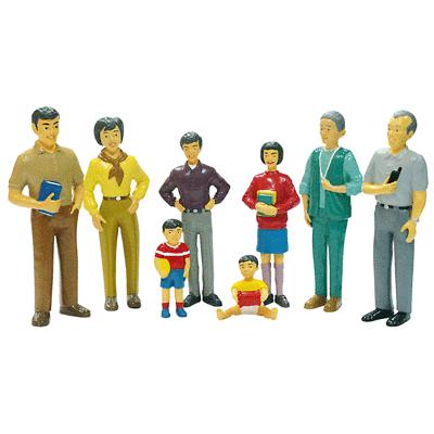Miniland - Set de 8 personnages, la famille asiatique pour 69