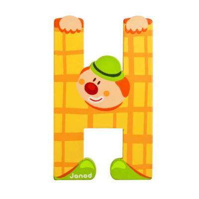 Lettre dcorative clown en bois - H pour 4