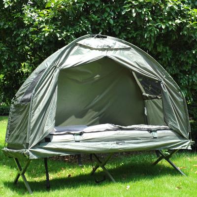 4 En 1 Tente Surélevée Avec Lit De Camping Pliable +sac De Couchage +matelas Pneumatique Pomp - Outsunny pour 130