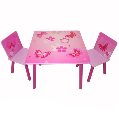 Ensemble de Table et 2 chaises Motif de papillon rose -PEGANE- pour 89