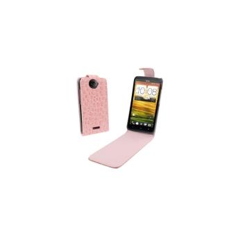 HTC One X : Coque Housse en Cuir ( PU) Rose Texture Crocodile