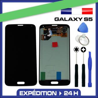 Vitre tactile + écran LCD sans logo pour Samsung Galaxy S5 noir i9600