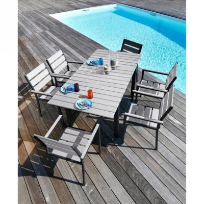Ensemble table extensible de jardin 120 - 180 cm + 6 fauteuils aluminium pour 538