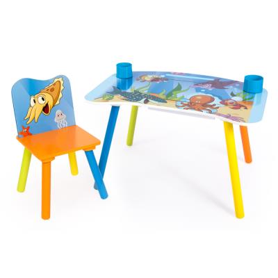 Ensemble table et chaise avec dossier enfant pour loisirs cratifs motif poissons -PEGANE- pour 56