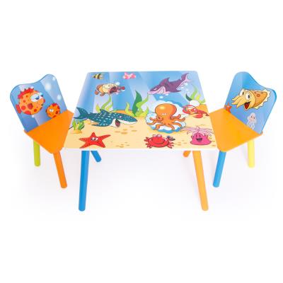 Ensemble table + 2 chaises enfant avec motif poissons -PEGANE- pour 70
