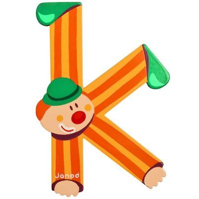 Lettre dcorative clown en bois - K pour 4