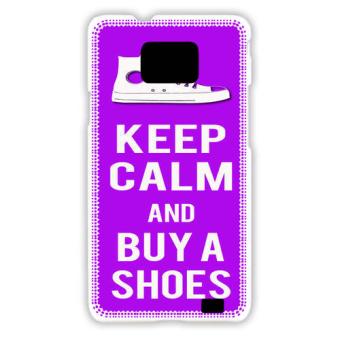 Coque Samsung Galaxy S2 Keep Calm Buy Shoes Violet rigide 100% made in