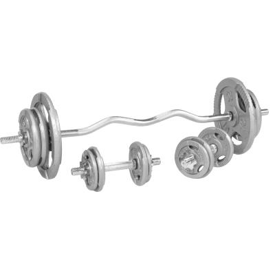 Set D´haltères Disques En Fonte Avec Poignées + Barre Curl 70 Kg pour 160