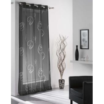 Voilage &agrave; oeillets 140x240 cm MULTI NOIR