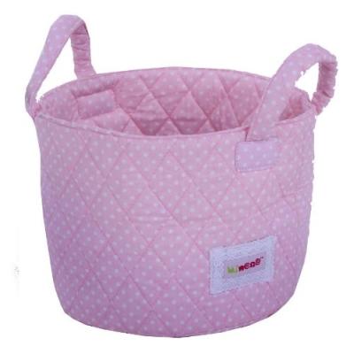 minene storage basket with white polka dots (small, pink) pour 14