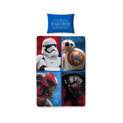 STAR WARS Parure de couette 50% coton - 1 housse de couette 140x200 cm + 1 taie doreiller 63x63 cm bleu pour 49