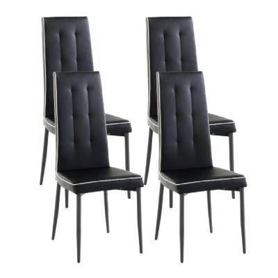 Grim lot de 4 chaises de salle a manger en simili noir pour 177