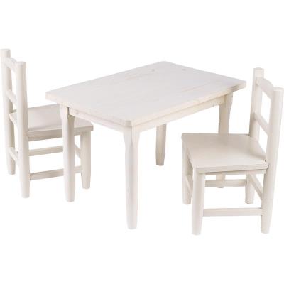 Table enfant + 2 chaises en pin blanchi -PEGANE- pour 134