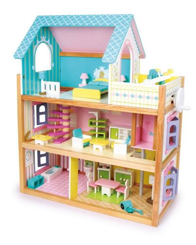 Maxi maison en bois idale pour Barbies comme pour Playmobil de 73 x 67 cm avec tous les meubles de la photo pour 245