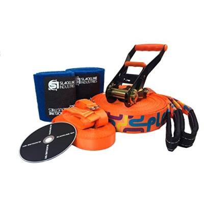 Slackline Industries Play Line Kit De Slackline Avec Ligne Daide + Protection Pour Arbres + Dvd Orange 12 M pour 77