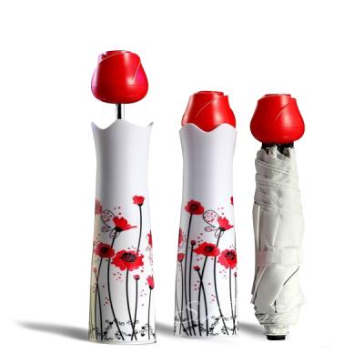 Parapluie en forme de vase avec rose paraplui fleur rouge pour 19